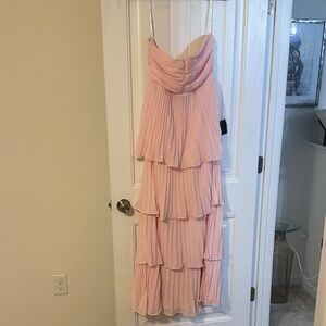Lulu's Blush Strapless Tiered Maxi Dress